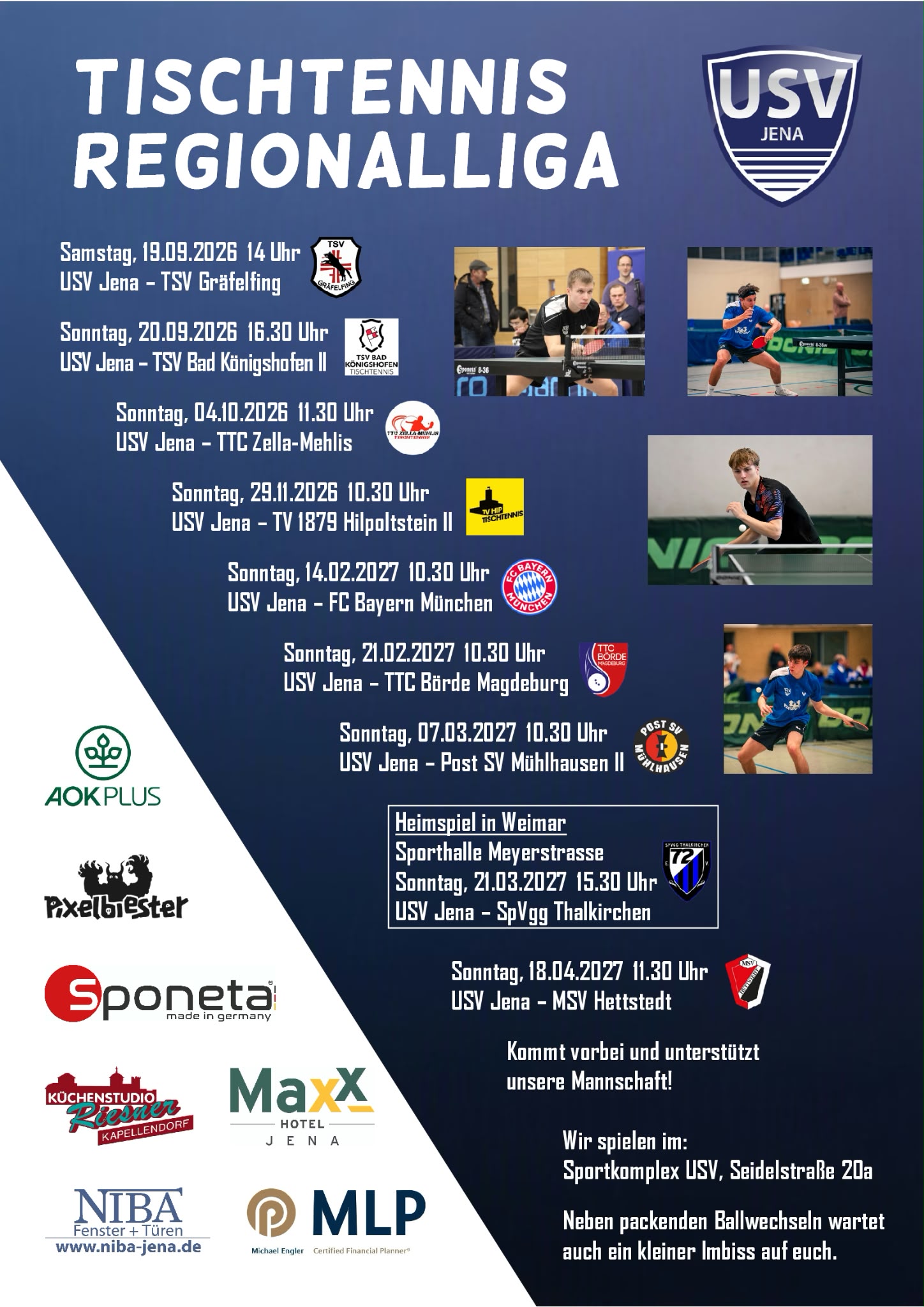 heimspiele regionalliga usv jena sportverein tennis, fussball, tischtennis, rugby, boxen, ausdauerlauf